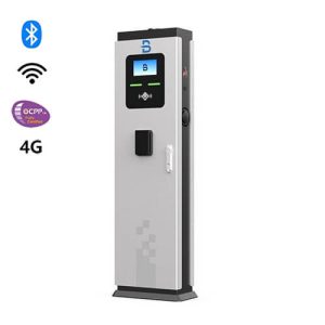 Padlóra szerelhető AC elektromos autó töltő POS terminállal 2*11 KW csatlakozóaljzattal